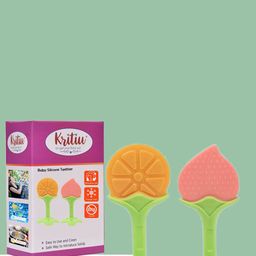 Kritiu Kids Set Of 2 Textured Fruit Shape Baby Teethers-6