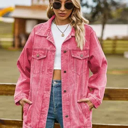 Oh Rare Spread Collar Crop Denim Jacket-picture-41