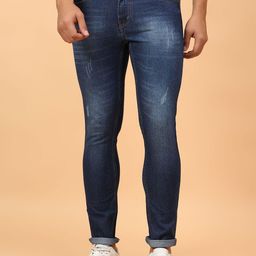 MEGHZ Men Micheal Slim Fit Mildly Distressed Light Fade Stretchable Jeans-image-68