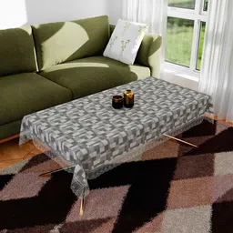 Kuber Industries Grey & Off White Printed 4-Seater Table Cover-31