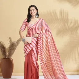 RACHNA Striped Ready to Wear Ikat Saree With Unstitched Blouse Piece-picture-17