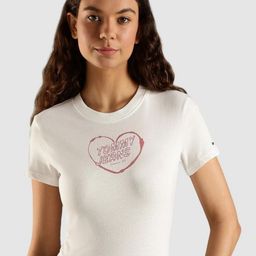 Tommy Hilfiger Women Brand Logo Printed Round Neck Cotton Slim Fit T-shirt-image-111