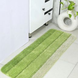 Saral Home Green & Grey Striped Anti Slip Microfiber Runner-15