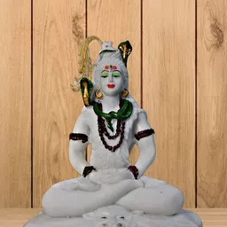 Vrinban International White & Black Lord Shiva Idol Marble Showpiece-picture-49