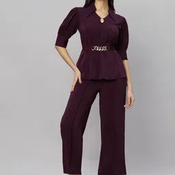 Elara Luxe Shirt Collar Neck Top & Trouser Co-Ords-picture-44