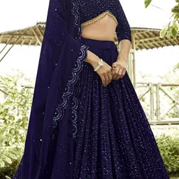 Warthy Ent Embroidered Sequinned Semi-Stitched Lehenga & Unstitched Blouse With Dupatta image 4