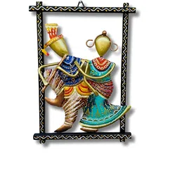 ANSHIKA INTERNATIONAL Green & Black Metal Radha Krishna Wall Decor-2