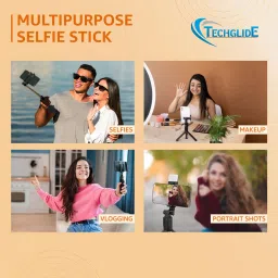 TECHGLIDE Bluetooth Selfie Stick for Mobile Phone with LED Light Bluetooth Selfie Stick image 3