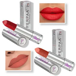 PERPAA Set of 2 Push Button Matte Lipstick 3.5g each - Matte Orange 193 & Rust Brown 301-12