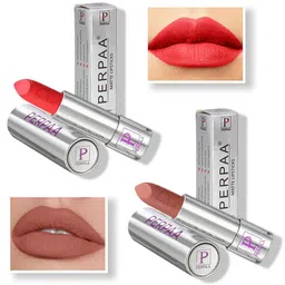 PERPAA Set of 2 Push Button Matte Lipstick 3.5g each- Matte Orange 193 & Innocent Nude 306-16