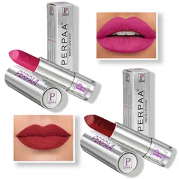 PERPAA Set of 2 Push Button Matte Lipstick 3.5g each - Matte Pink 175 & Bridal Maroon 304-13