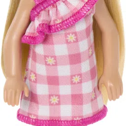 Chelsea Doll, Small Doll Wearing Removable Checked Dress & Pink Shoes-image-5