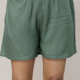 Solid Women Green Regular Shorts-image-14
