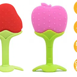Silicone BPA Free Fruit Shape Teethers for Baby/Infants (Strawberry & Apple) Teether-picture-19