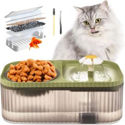 1pc Automatic Cat Water Fountain With Stainless Steel Food Bowl-picture-8