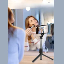 PunnkFunnk R1 Universal Selfie Tripod Stick with Remote | Extendable, Portable & Rechargeable for All Devices Bluetooth Selfie Stick image 3