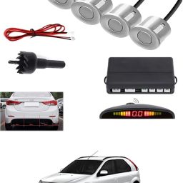 4Silver Parking Sensor With LED Display Increased Safety For Car-291 Universal 4 Silver Reverse Parking Sensor With LED Display For Cars-291 Parking Sensor-image-96