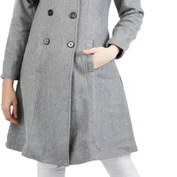 Wool Self Design Coat For Women-image-17