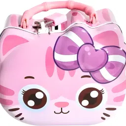 Cute Kitty Theme Money Saving Piggy Bank Storage Box with Lock & Keys and Handle Coin Bank-92