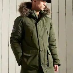 Everest Regular Fit Parka Jacket with Faux Fur Trim-picture-51