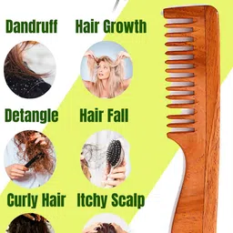 RUFIYS Set Of 4 Neem Wide Tooth Comb For Hair Growth & Dandruff image 4