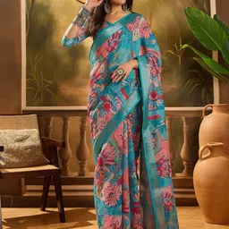 SHADOW & SAINING Floral Printed Banarasi Saree-picture-10