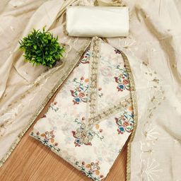 LeeliPeeri Designer Floral Printed Embellished Chanderi Silk Unstitched Dress Material-image-26