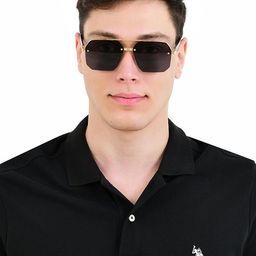 HASHTAG EYEWEAR Men Square Sunglasses with UV Protected Lens GBLK-2408-Gold & Black-2804 image 2