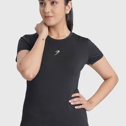 FUAARK Women Stretchex Solid Round Neck Slim Fit T-shirt-55