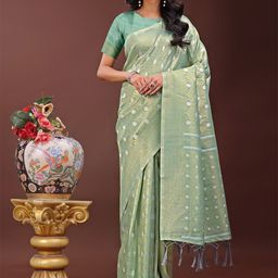 KALINI Woven Design Zari Saree-image-100