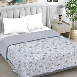 Myntra Elegant Homes Grey & Navy Blue Floral AC Room 233 GSM Double Bed Dohar-picture-29