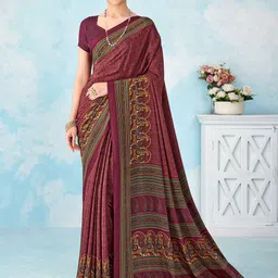 all about you Ethnic Motifs Pure Crepe Bagru Saree-image-80