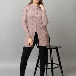 Dart Line Self Design Band Collar Cardigan-picture-39