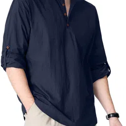 SHOPYCLICK Solid Cotton Blend Straight Kurta-image-23