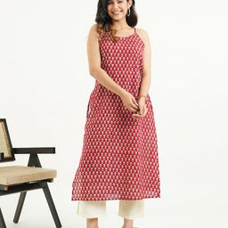 GOODHAND Floral Printed Cotton Straight Kurta-image-10