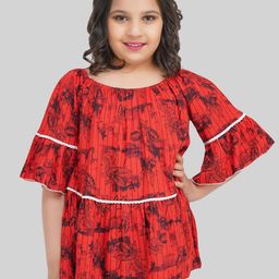 BEING NAUGHTY Floral Print Bell Sleeve Blouson Top-image-5