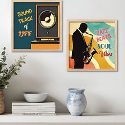 WALLLANE Brown & Navy Blue 2 Pieces Wooden Wall Art-27