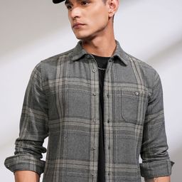 HIGHLANDER Men Slim Fit Opaque Checked Casual Shirt-picture-15