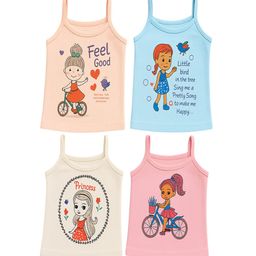 CORTICA Girls Printed Pack Of 4 Cotton Camisoles-34