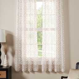 Deco Window Beige and White 2 Pieces Geometric Printed Sheer Window Curtains-image-3