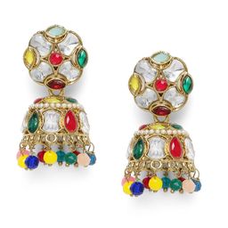 Peora Gold-Plated Crystals Dome Shaped Jhumkas Earrings-image-19