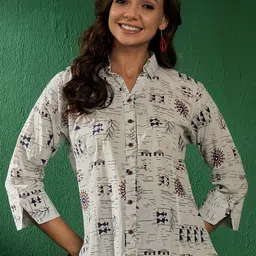 Maroosh Print Placement Print Cotton Shirt Style Top-picture-19