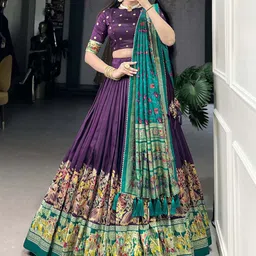 APNISHA Printed Foil Print Ready to Wear Lehenga & Unstitched Blouse With Dupatta-11
