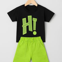 Yoonikk Kids Typography Printed Round Neck Pure Cotton T-shirt With Shorts-39