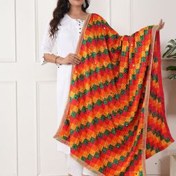ZOOMBIE Printed Dupatta with Mirror Work-image-76