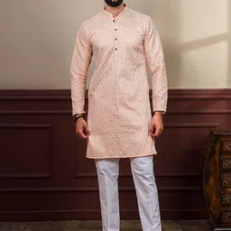 Koshin Men Sequinned Jacquard Kurta-picture-14
