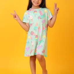 Anthrilo Girls Pure Cotton Printed Nightdress-image-65