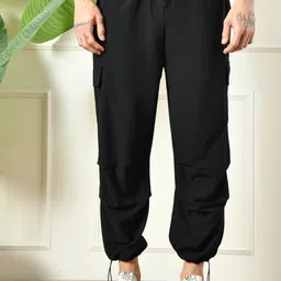 OWL MINK Men Loose Fit High-Rise Cargos Trousers-image-26