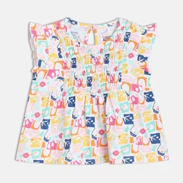 MINI KLUB Print Flutter Sleeve Cotton Top-image-80