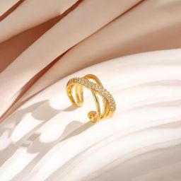 Jewels Galaxy Gold-Plated Crystals-Studded Anti-Tarnish Finger Ring-image-86